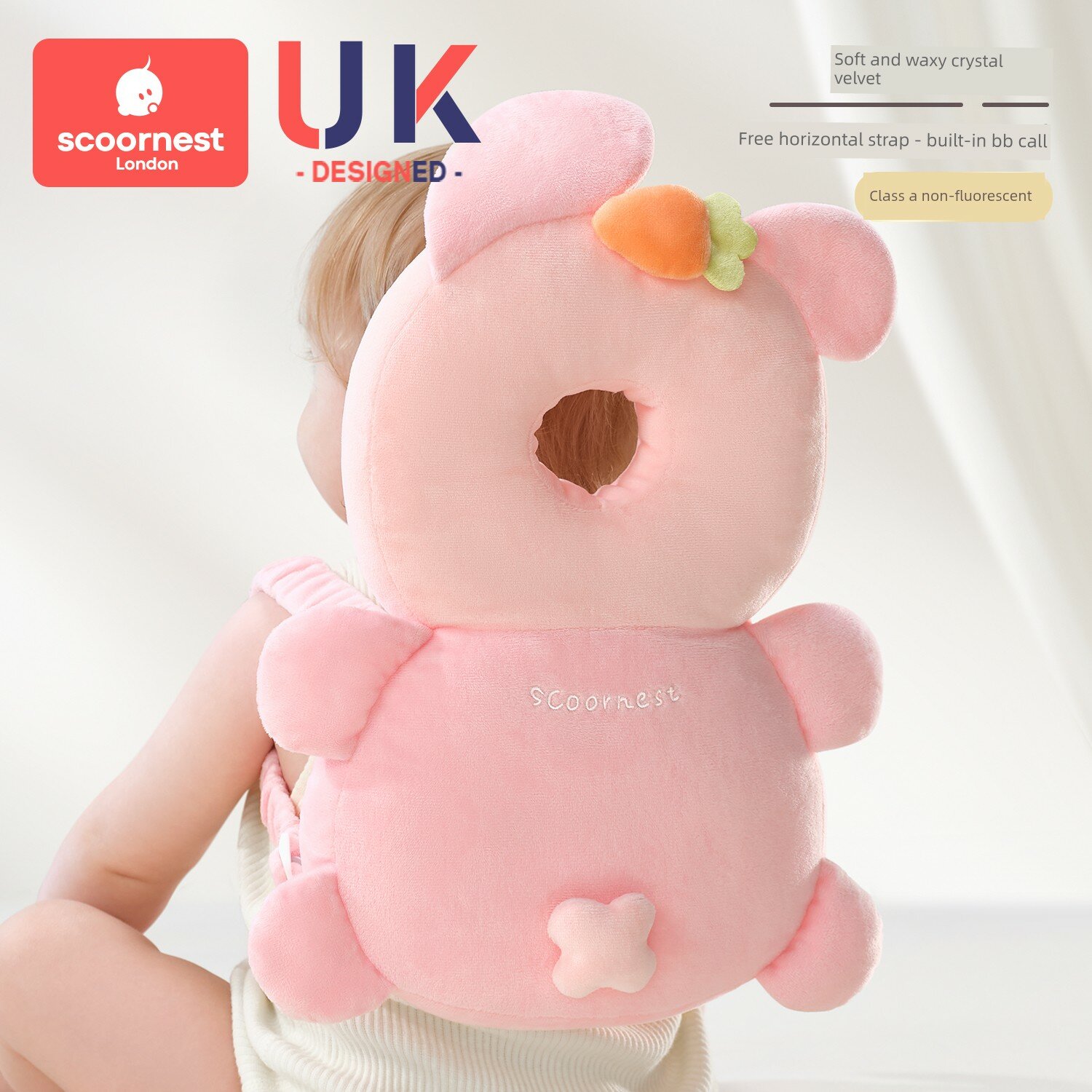 Защита головы Винни Кролик из вельвета с звуковым оповещением (38x27x9см)
