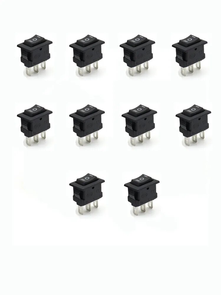10шт. KCD11 3Pin клавишный переключатель On-Off-On, 3 положения, SPDT, черный, для автомобиля, приборной панели, лодки,
