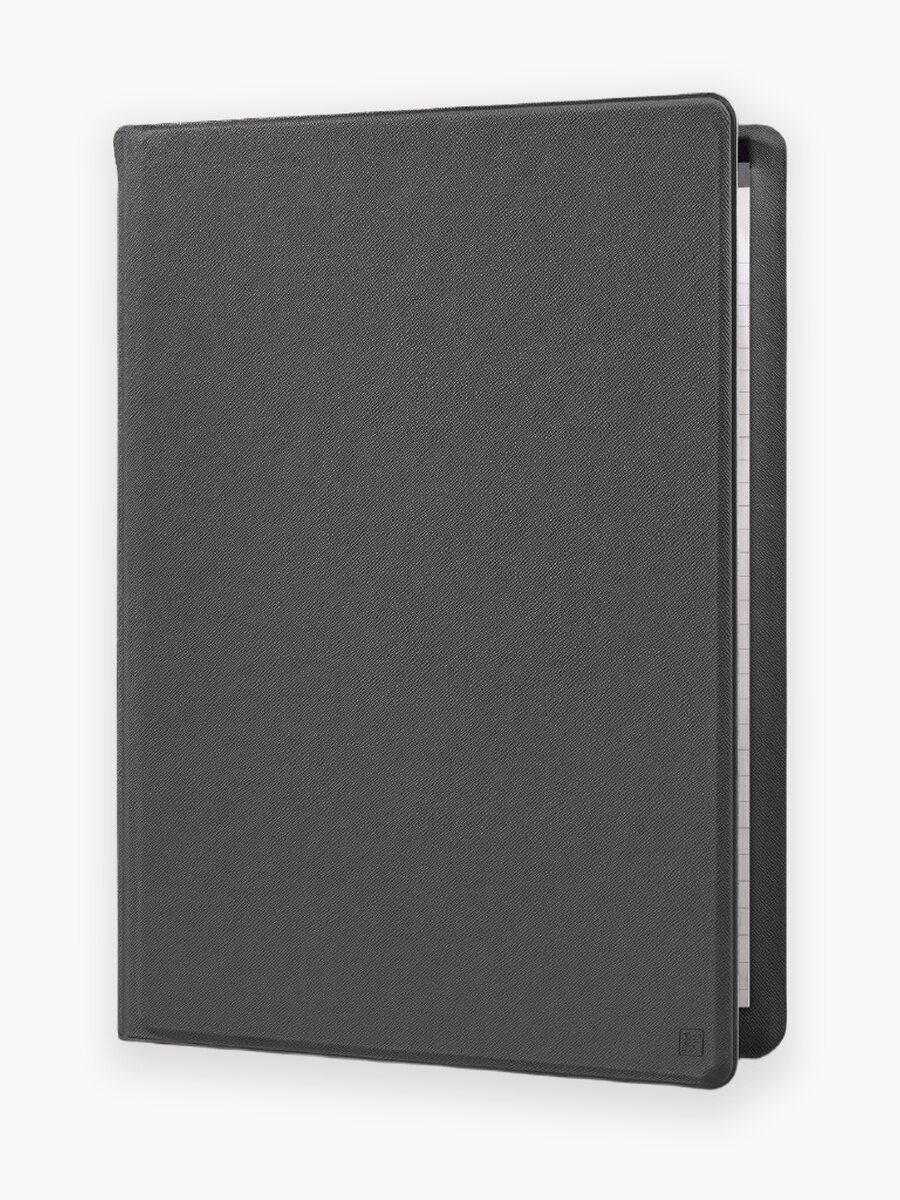 Блокнот-планшет A4 Flexpocket в обложке из экокожи Saffiano, в подарочной упаковке, цвет серый