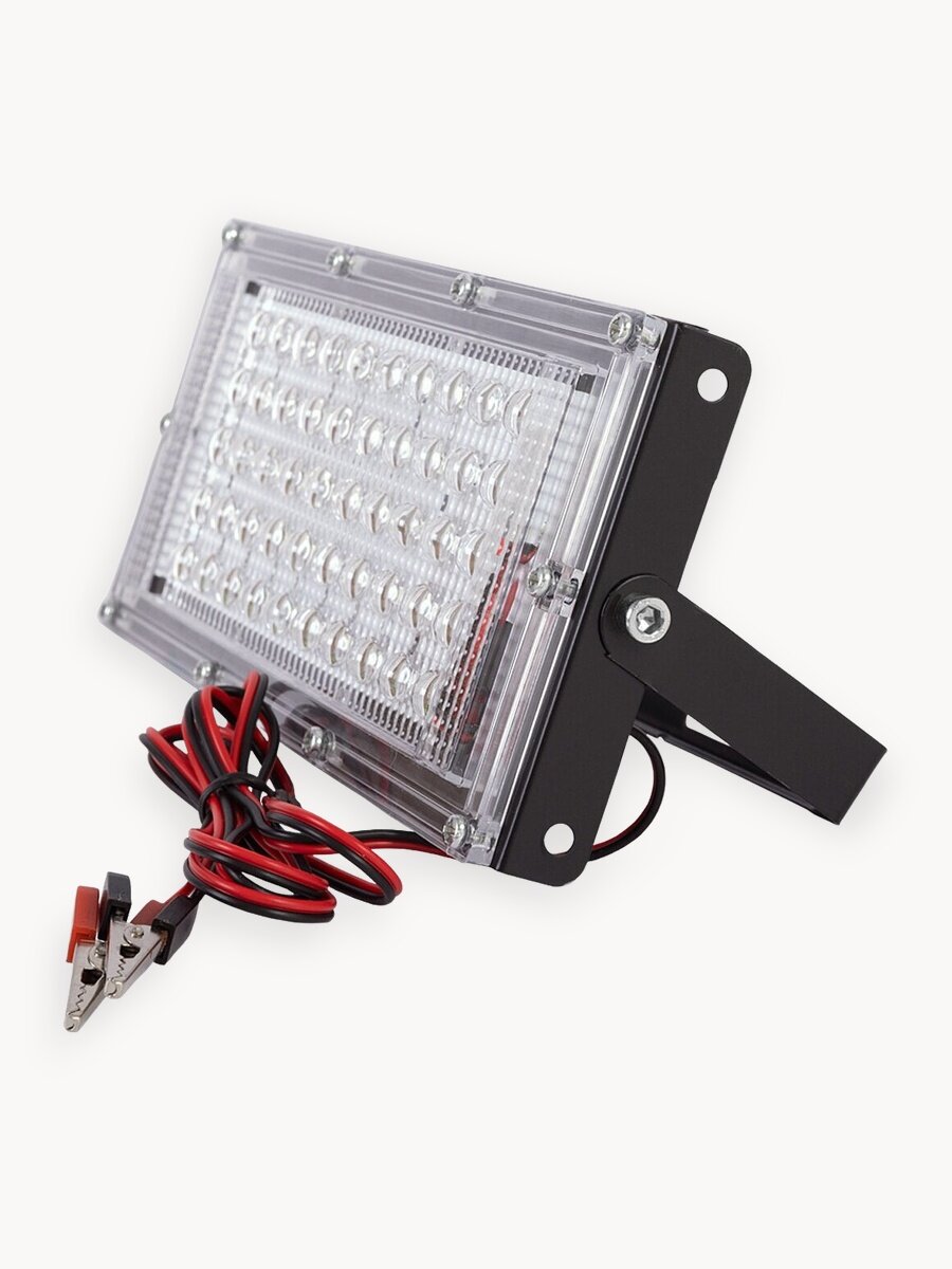 Светодиодный низковольтный прожектор GLANZEN FAD-0030-10-12V с зажимами "крокодил"