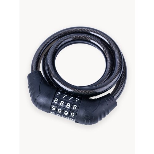 Замок велосипедный тросовый усиленный 12x1200мм кодовый, черный