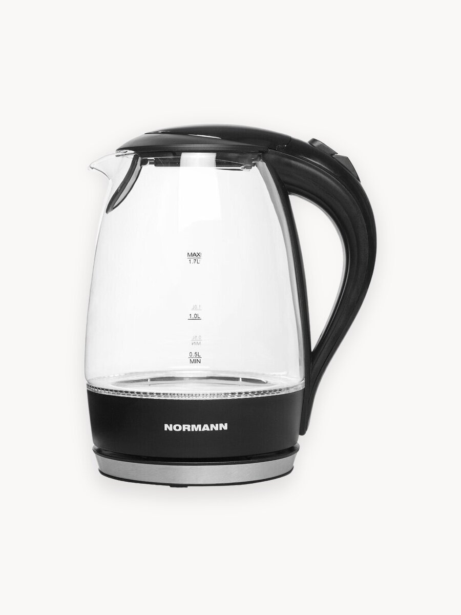 Чайник электрический NORMANN AKL-231, 1,7 л, стеклянный с подсветкой, прозрачный