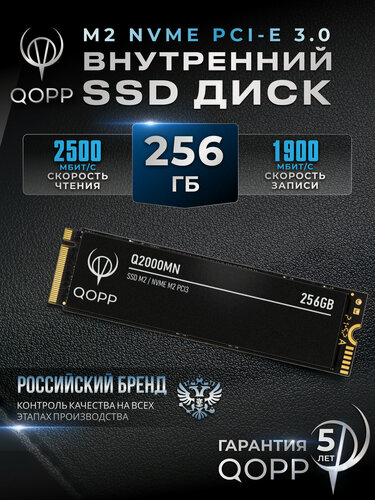 Изображение товара 256 Gb Внутренний SSD накопитель PCI-E 3.0 M.2 NVMe QOPP жесткий диск для ноутбука и компьютера