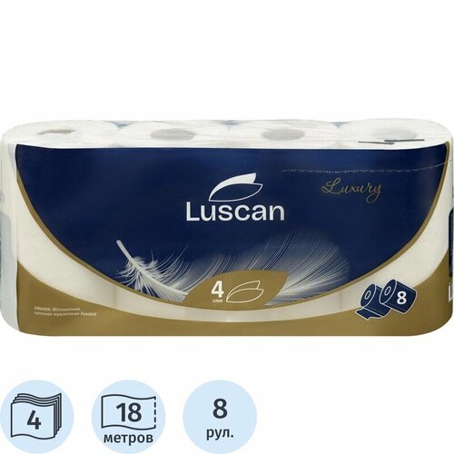 фото Бумага туалетная luscan luxury 4сл, 18м, 8рул/уп