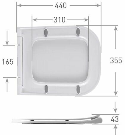 Сиденье для унитаза CHARUS PINTO RIMLESS дюропласт с микролифтом, EWC700-126W (SC)