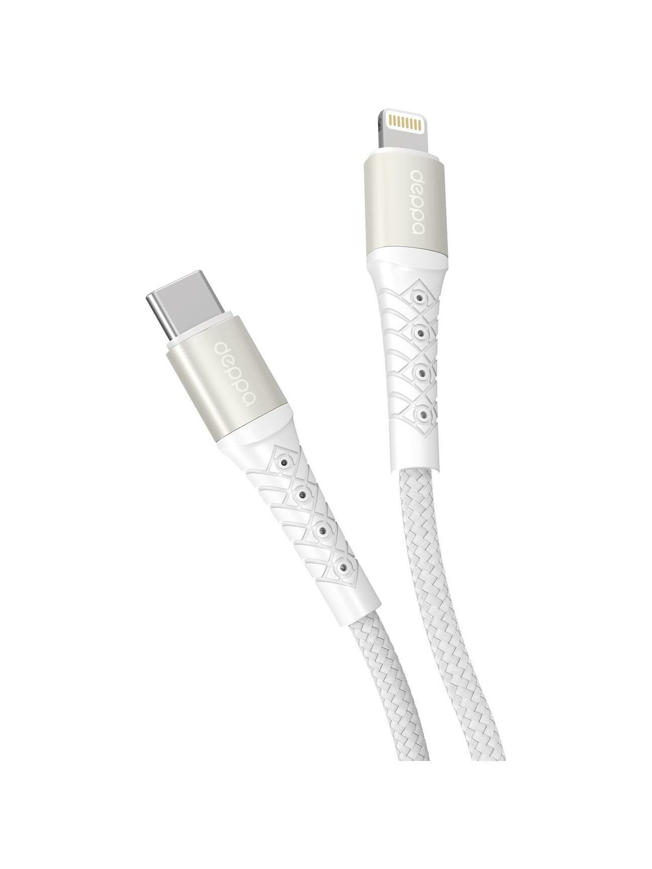 Дата-кабель Deppa Armor USB-C-Lightning 1м белый (72517)