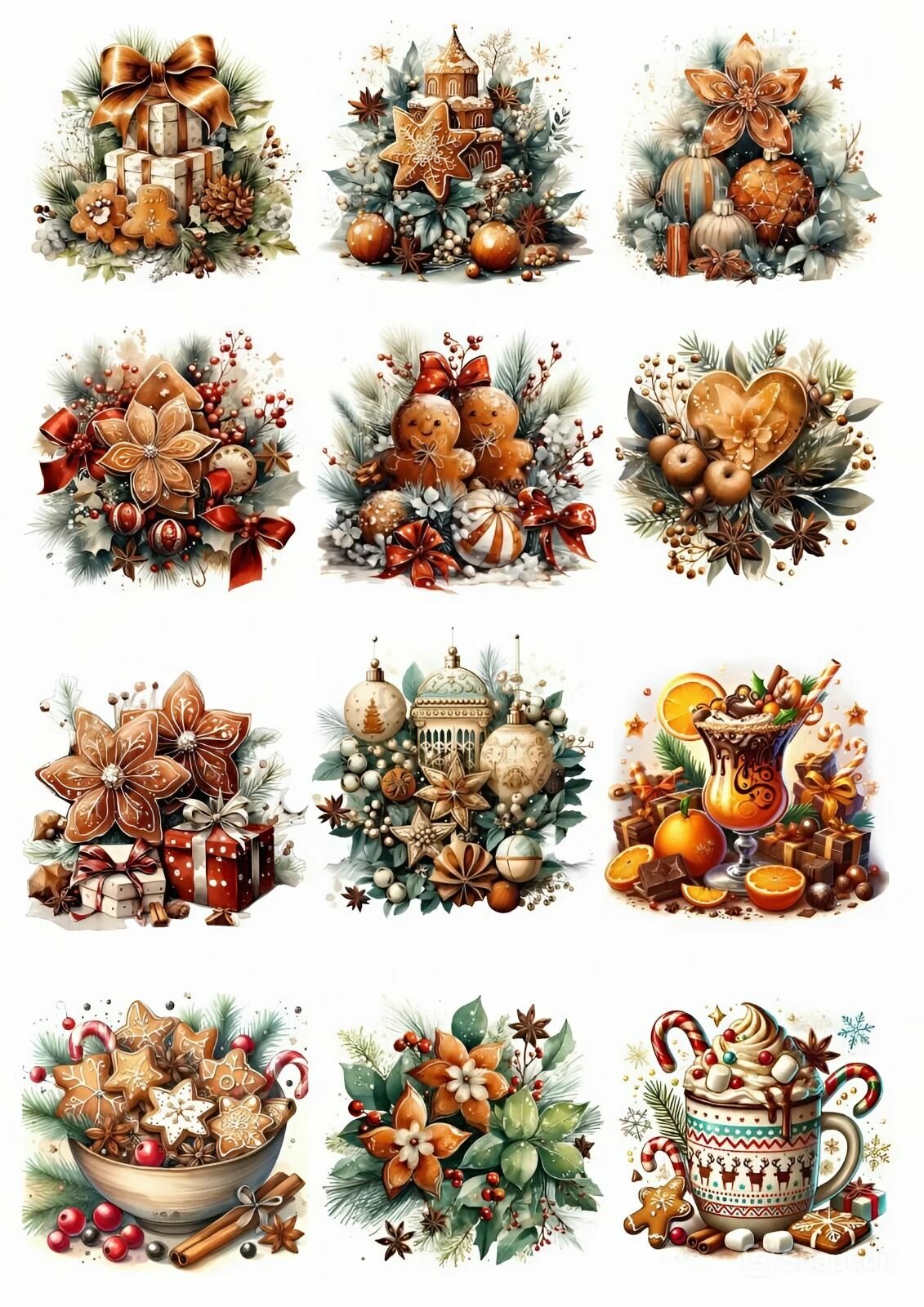 Трансфер для декупажа AT Deco A4 21×297 см бордовый/коричневый/зеленый