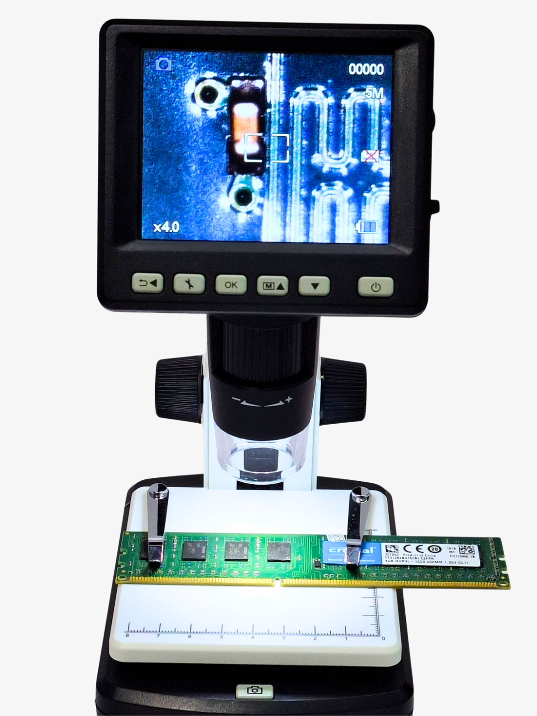 Цифровой LCD микроскоп 5MP с увеличением до 500x, цветной LCD 4.3 дюйма, Увеличение: от 1x до 500x, поддержка microSD