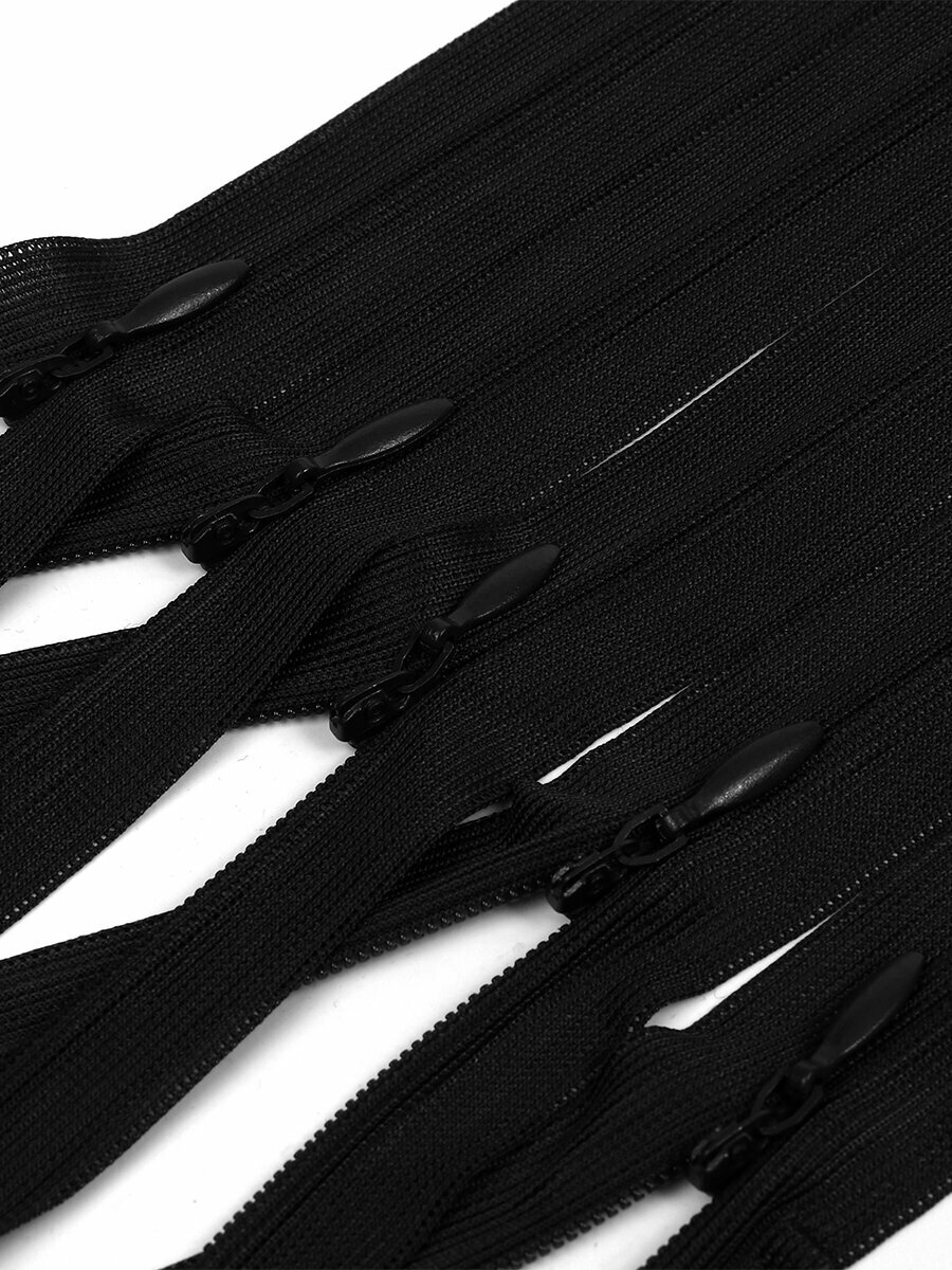 Молния MaxZipper пласт. потайная №3 неразъемная 45см н/р цв. F322 черный уп.10шт — фото 1