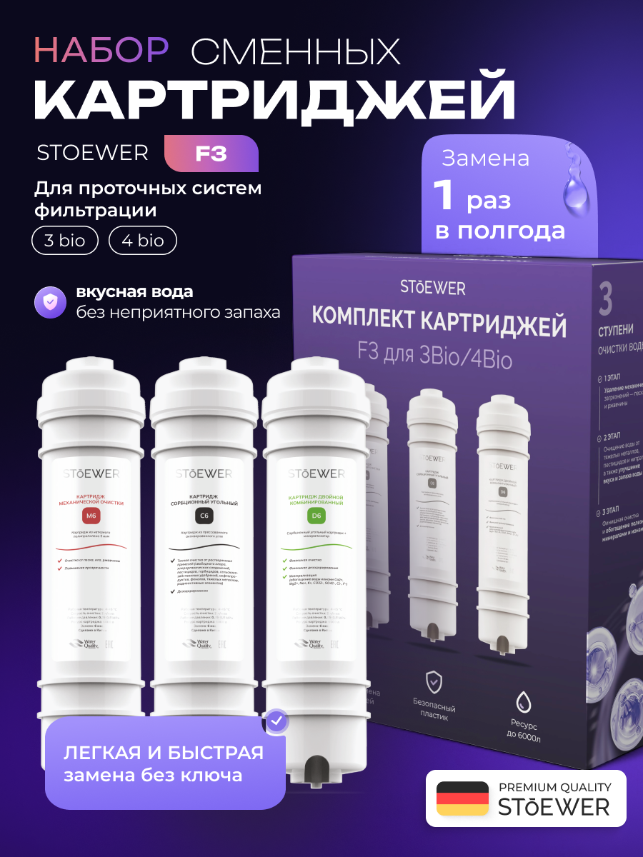 Набор картриджей для проточного фильтра Stoewer F3