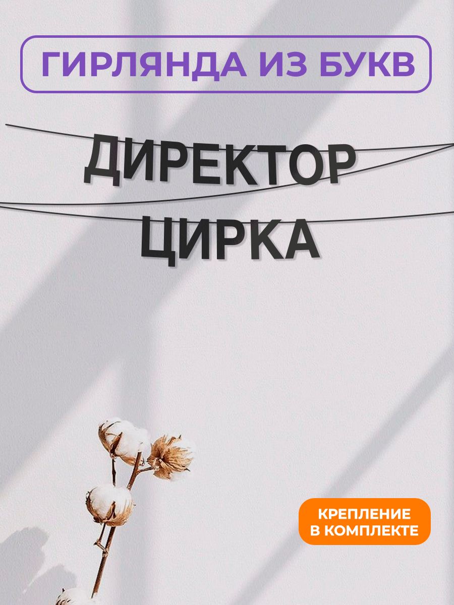 Бумажная гирлянда на стену интерьерная - “Директор цирка“ гирлянда буквенная