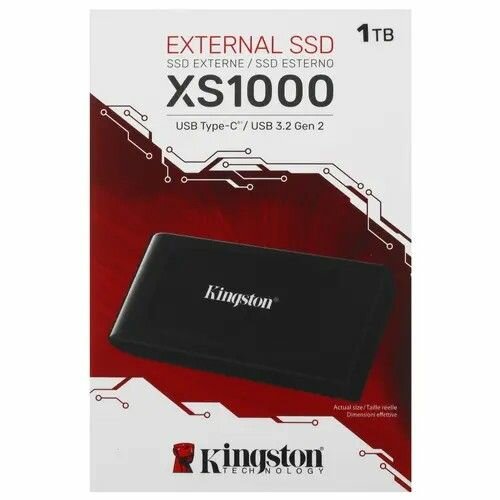 Kingston Внешний SSD диск Portable SSD 1TB Black SXS1000 1000G, Черный — фото 1