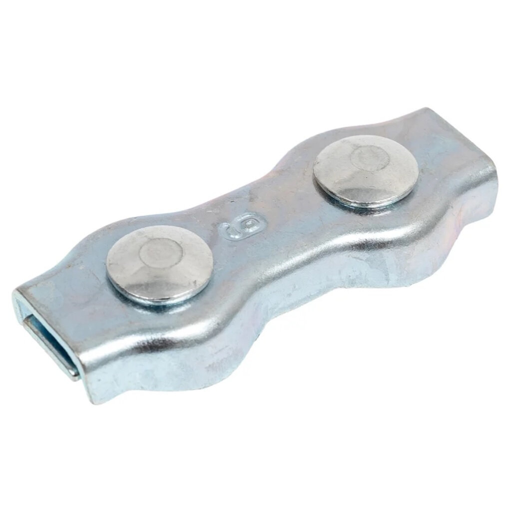 Зажим двойной для троса Duplex плоский диаметр троса 6 мм оцинкованная сталь