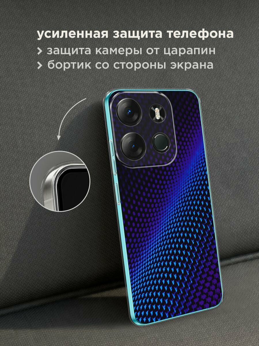Чехол на Tecno Spark Go 2023/Infinix Smart 7 / Текно Спарк Гоу 2023/Инфиникс Смарт 7 с принтом "Синий карбон" — фото 1