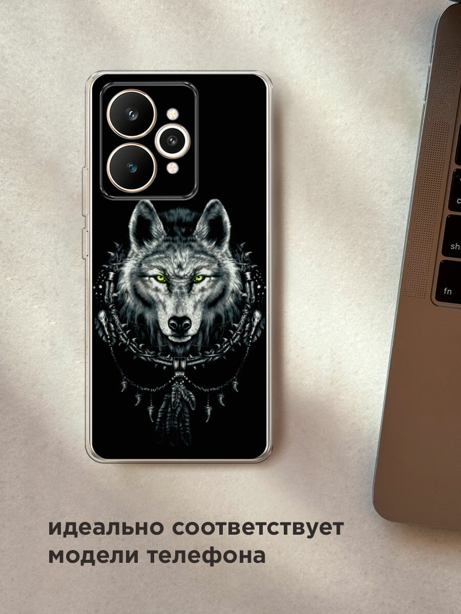 Силиконовый чехол на Realme 15 / Реалми 15 с принтом "Волк оберег" — фото 1