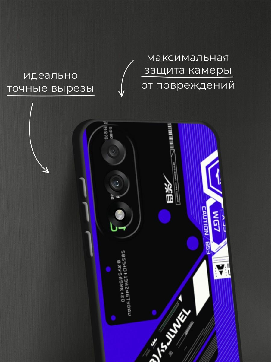 Черный матовый чехол на OnePlus Nord 5 / Ван Плас Норд 5 с принтом "Неоновый киберпанк" — фото 1