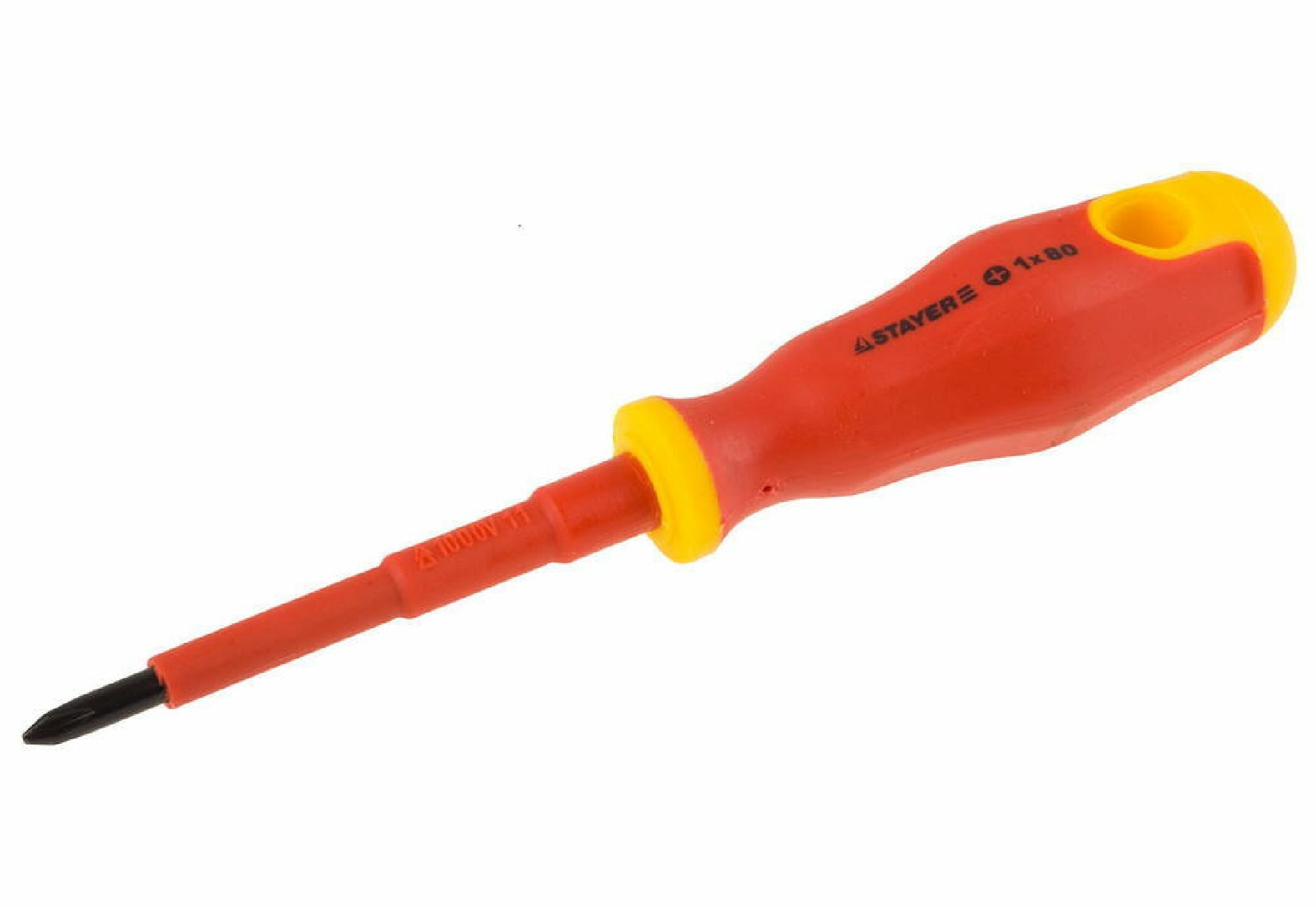 Диэлектрическая отвертка STAYER Electro PH1 80 мм с намагниченным наконечником для работ до 1000 В