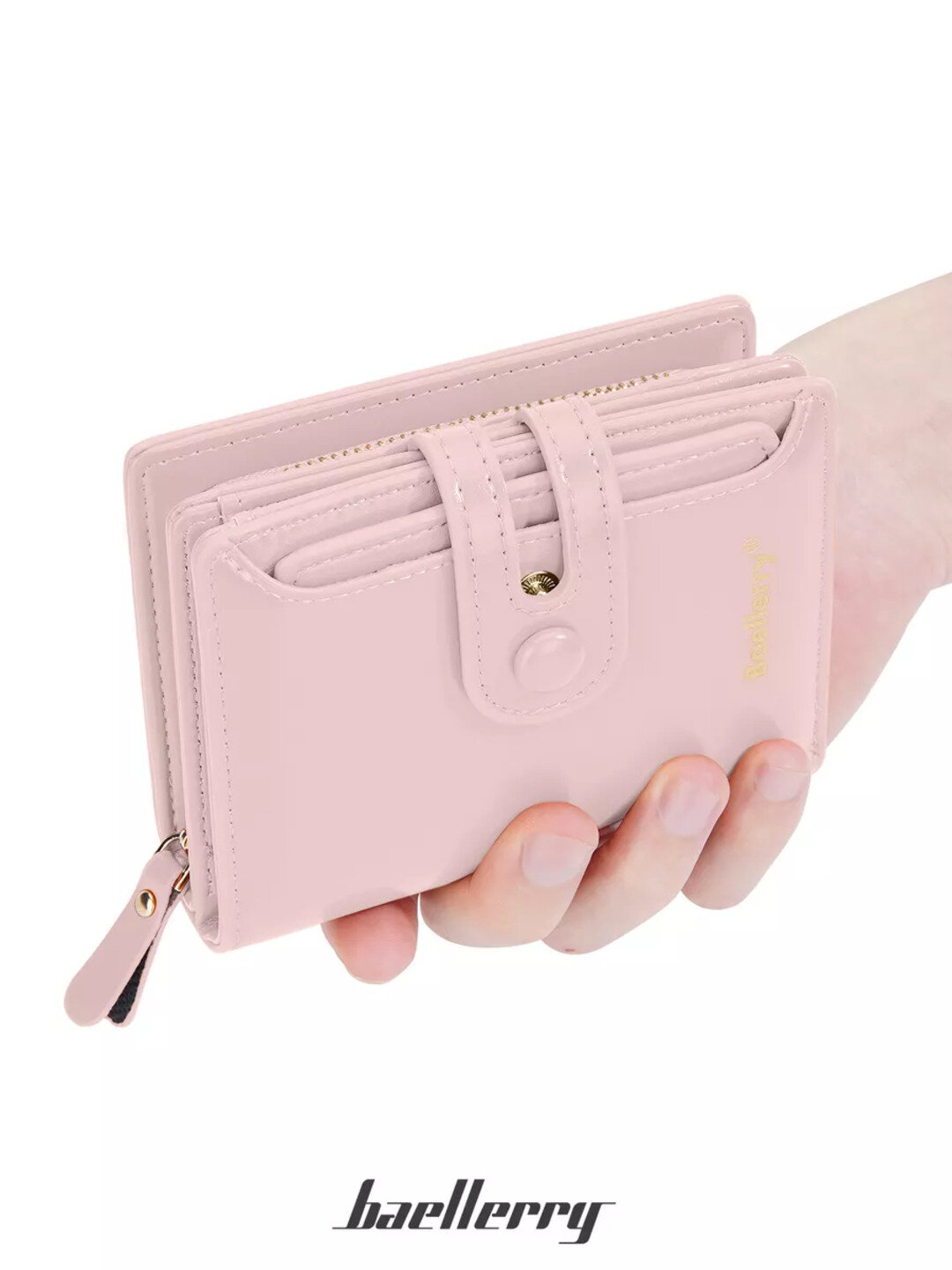 Кошелек baellerry, фактура лаковая, pink — фото 1