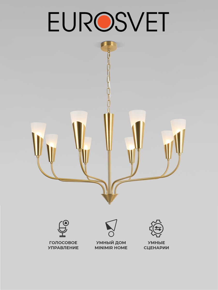 Умная люстра / Подвесной светильник с управлением по WI-FI Eurosvet Rhyton 60167/8 Smart Умный дом цвет латунь