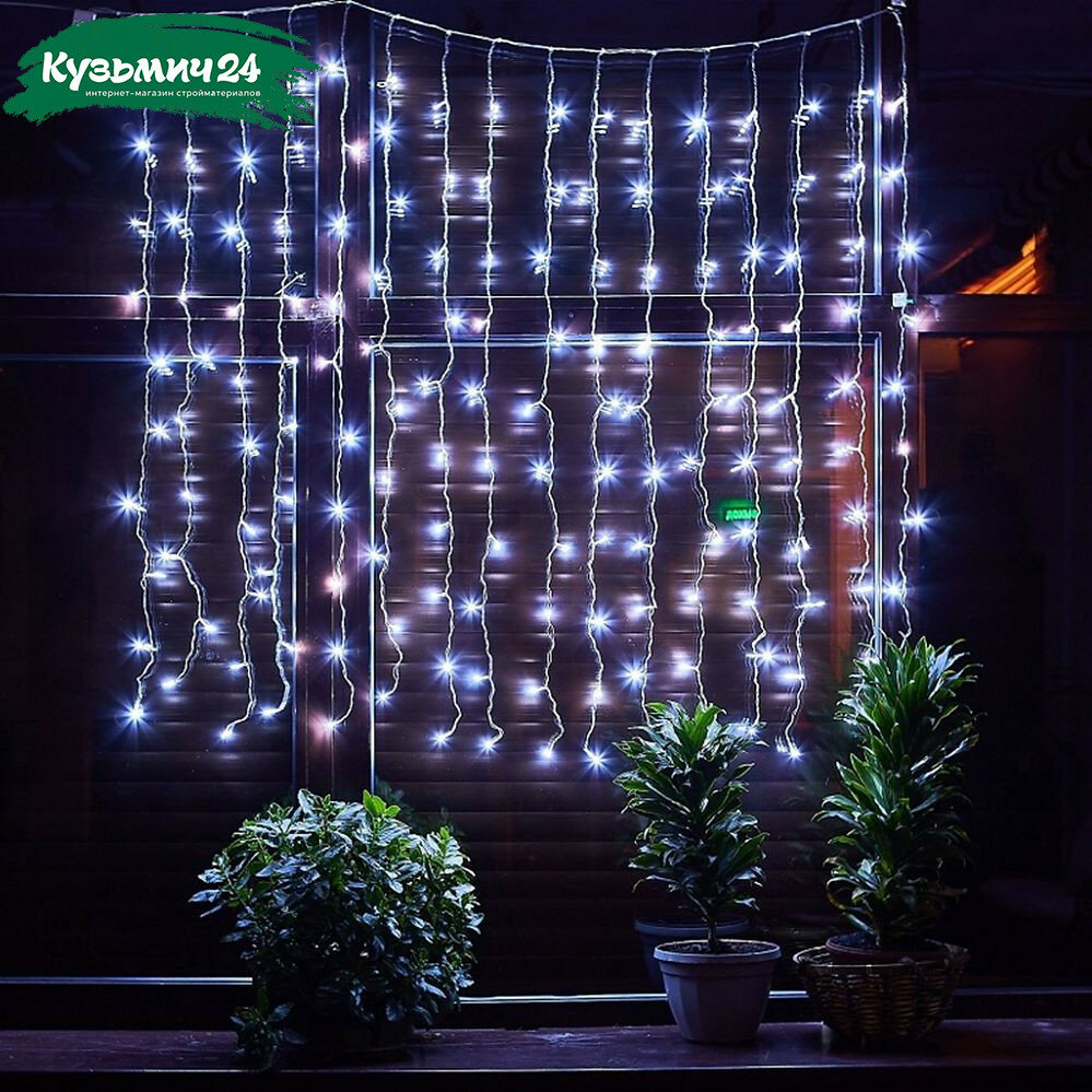 Гирлянда светодиодная Uniel ULD-C1515-160-DTA WHITE IP20 занавес Нейтральный свет 06738 1.5 м