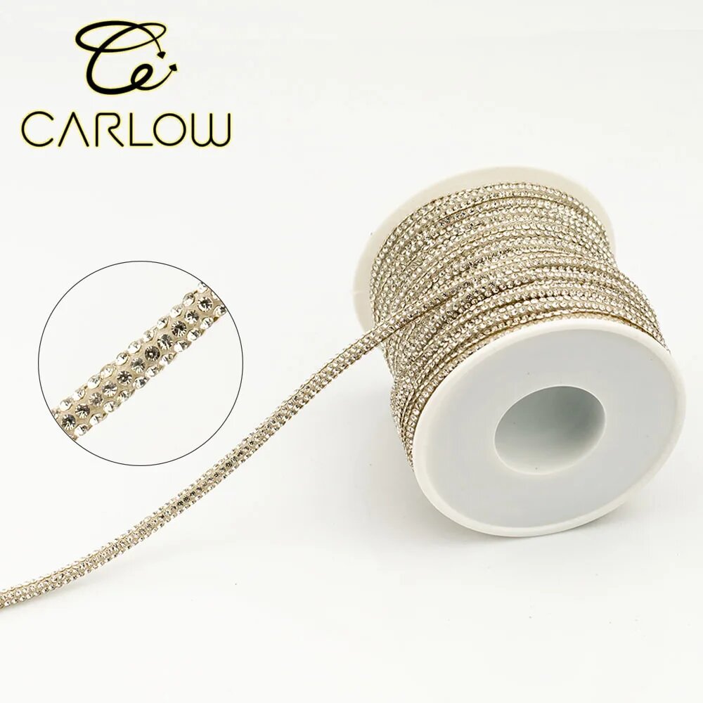 CARLOW веревка со стразами, 3 мм, Crystal, 5 yards