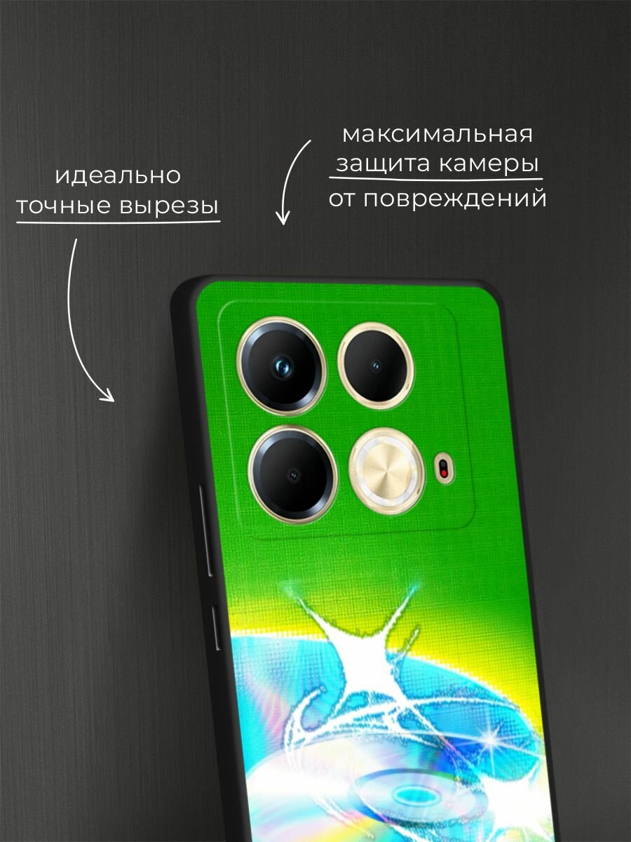 Черный матовый чехол на Infinix Note 40 / Инфиникс Нот 40 с принтом Блестящий диск — фото 1