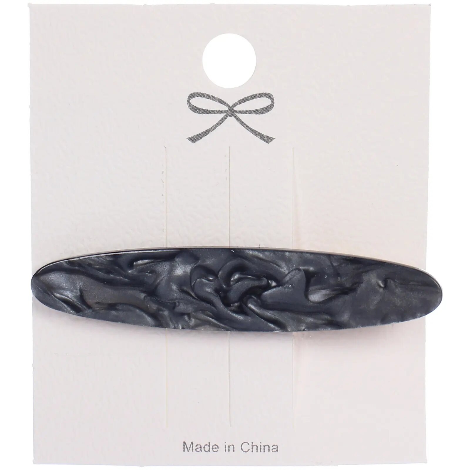 Зажим для волос «лавита» удлиненный овал цвет графит 6.5*1.3см (белый блистер)