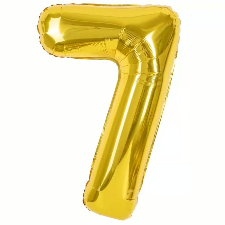 Воздушный шар цифра 7 золотистый 102 см — фото 1