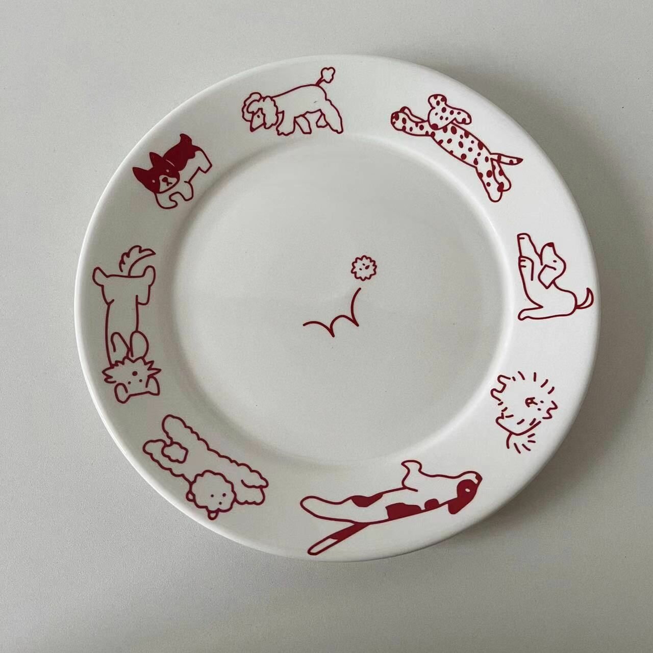 Тарелка "Собака", керамика, 21см, круглая, с принтом, для СВЧ, для посудомойки — фото 1