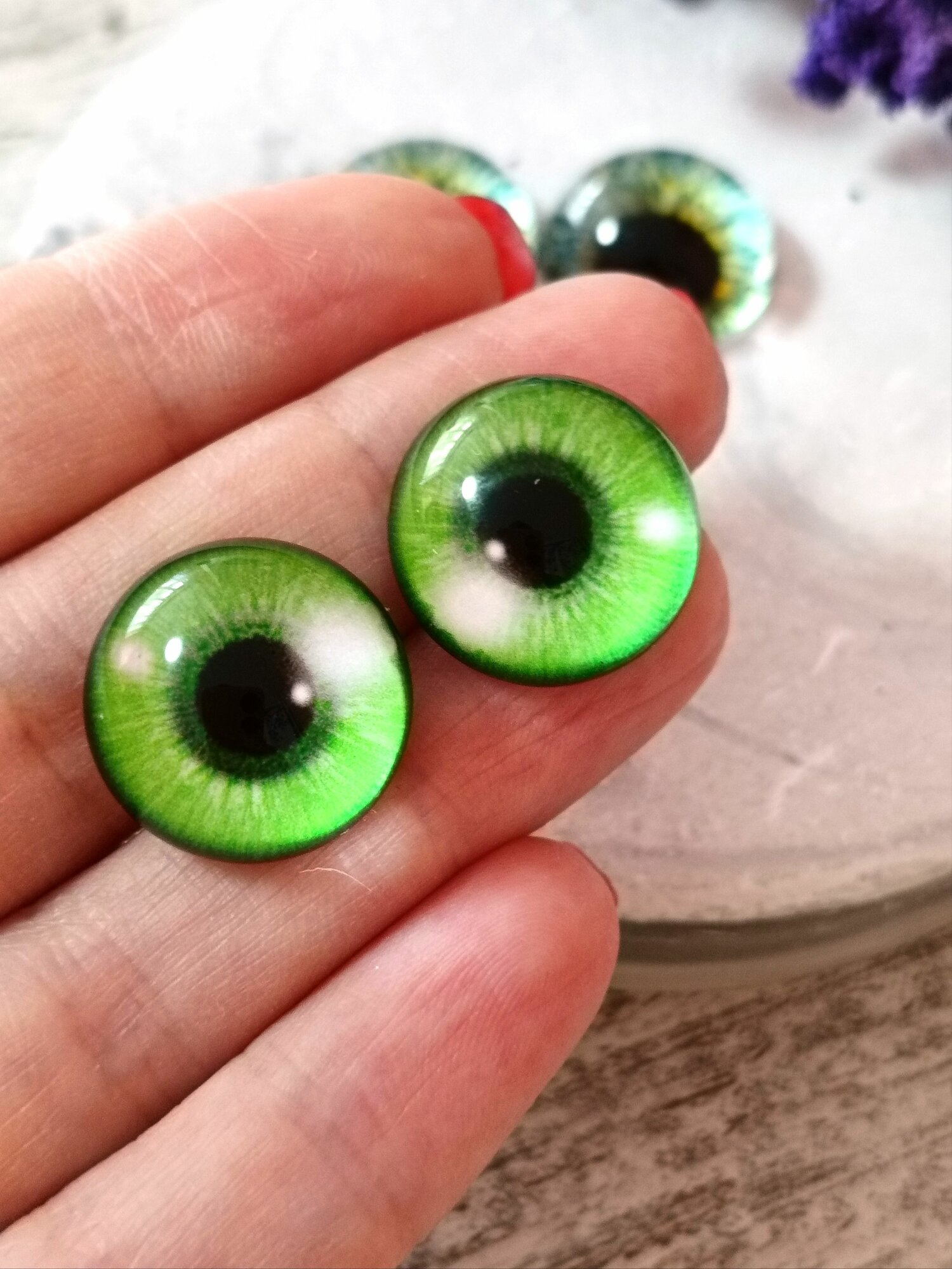 Глаза стеклянные кабошоны для игрушек 18мм 2 пары — фото 1