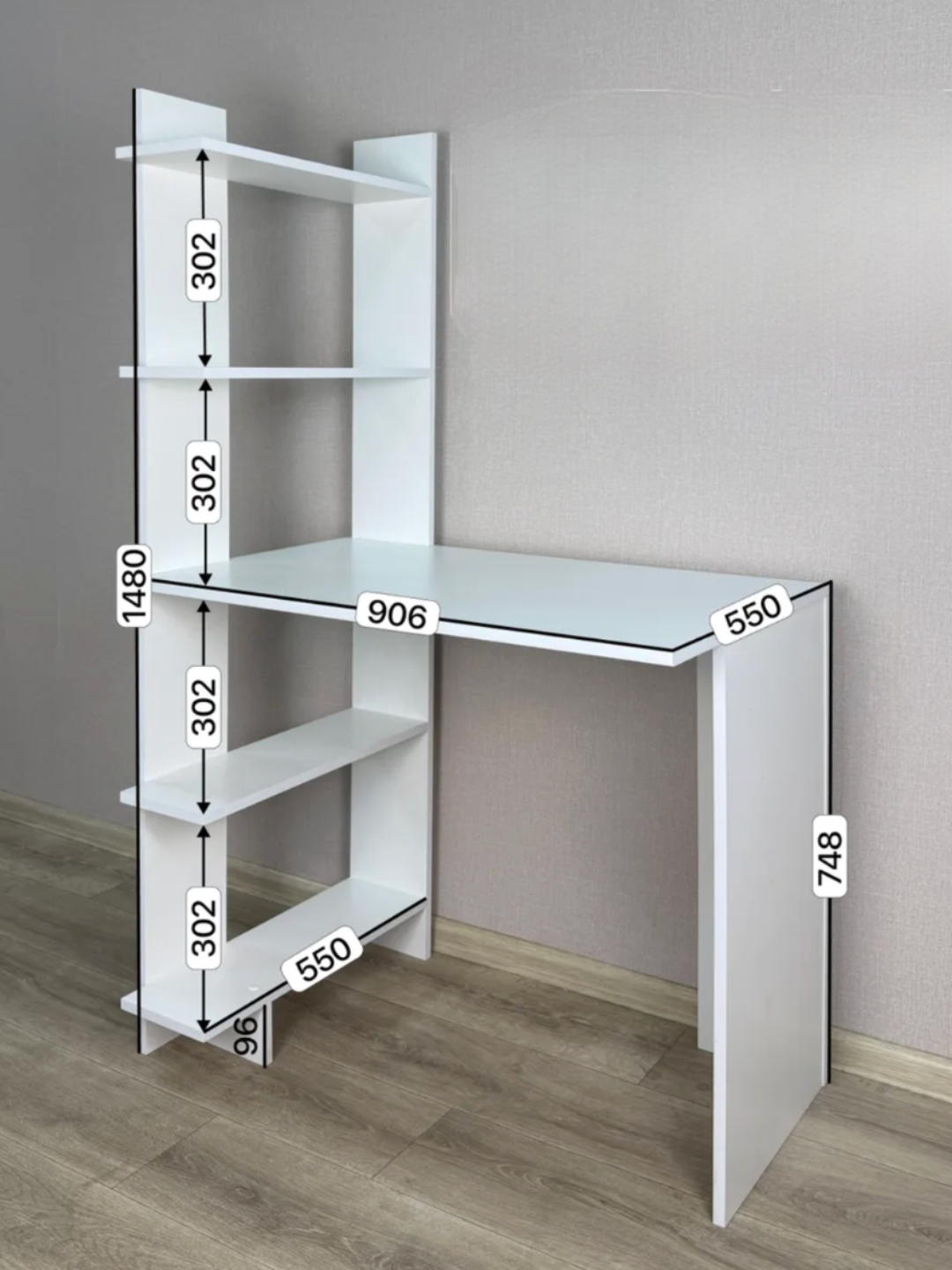 Белый компактный рабочий стол для дома и офиса, для учебы — фото 1