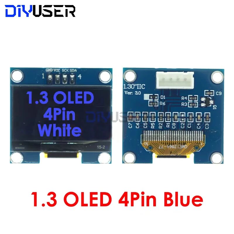 1.3" OLED 4Pin Blue, Синий