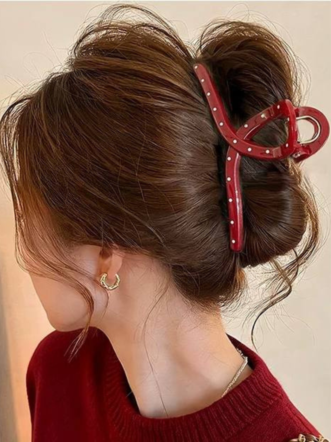 Крабик для волос «Заколка», женский, пластик, длина 12см, красный