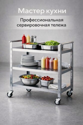 Изображение товара Сервировочная Тележка, без Бортов - Нержавеющая Сталь