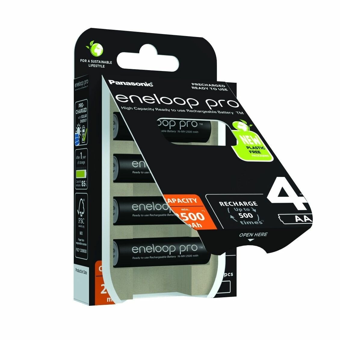 Аккумулятор PANASONIC Eneloop Pro AA 2500 4BP (BK-3HCDE/4BE), 4 шт в блистере — фото 1