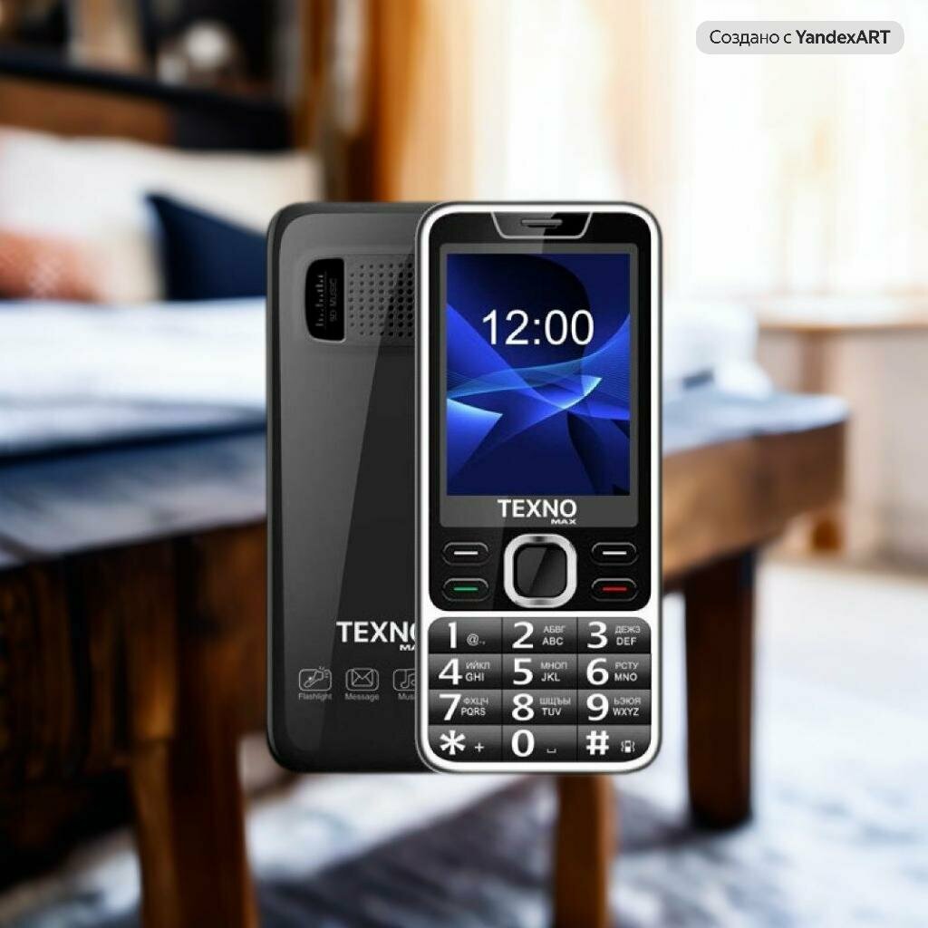 Texno Max 024, кнопочный телефон, двухсимочный телефон, черный — фото 1