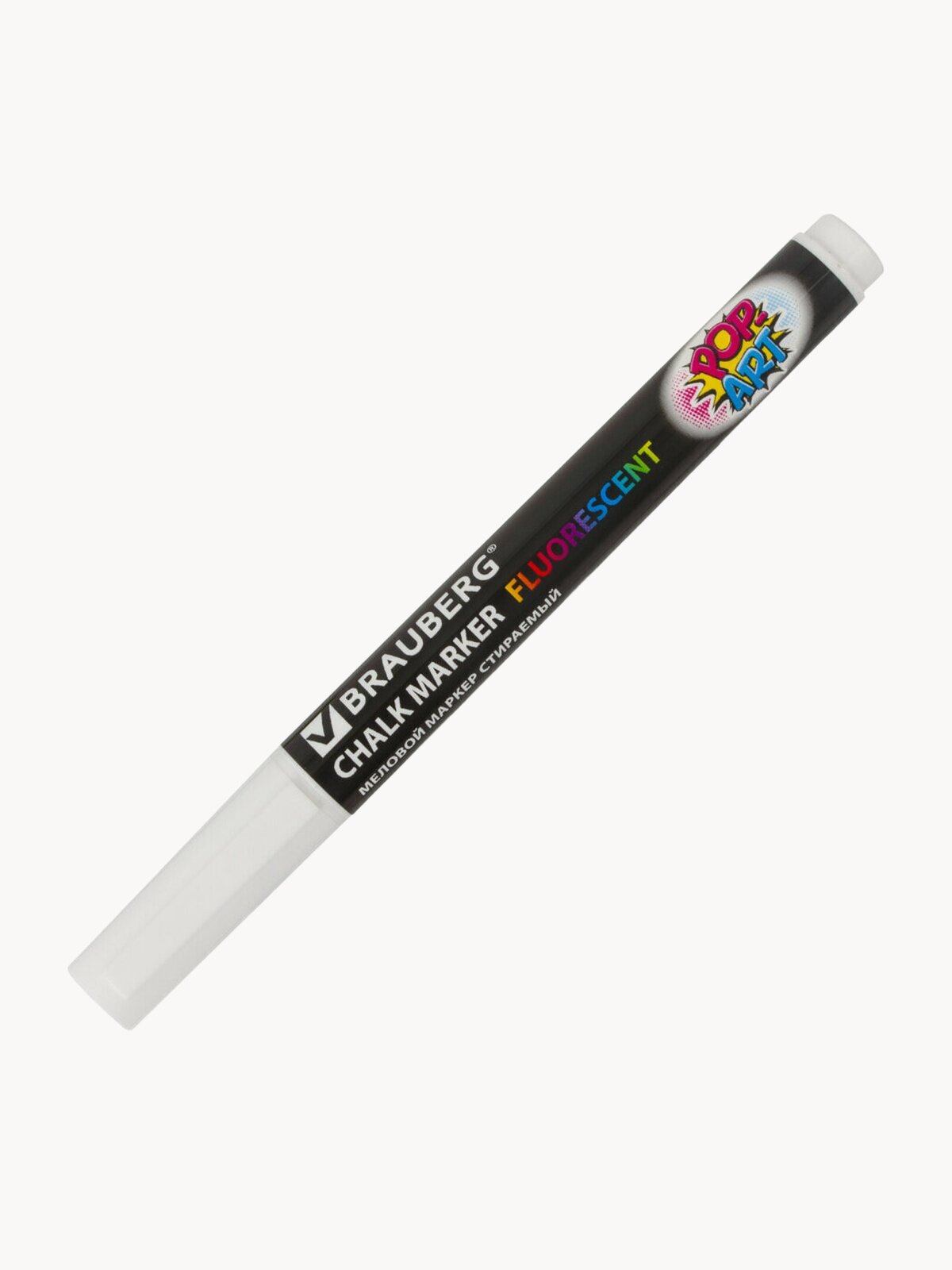 Маркер / фломастер меловой стираемый для доски Pop-art Белый, 3,5 мм, стираемый, для гладких поверхностей, Brauberg, 151519