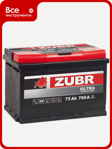 Изображение товара Аккумулятор ZUBR Ultra 75Ah R+ с обратной полярностью, кальциевый необслуживаемый, DIN‑L3 тип, для морских судов