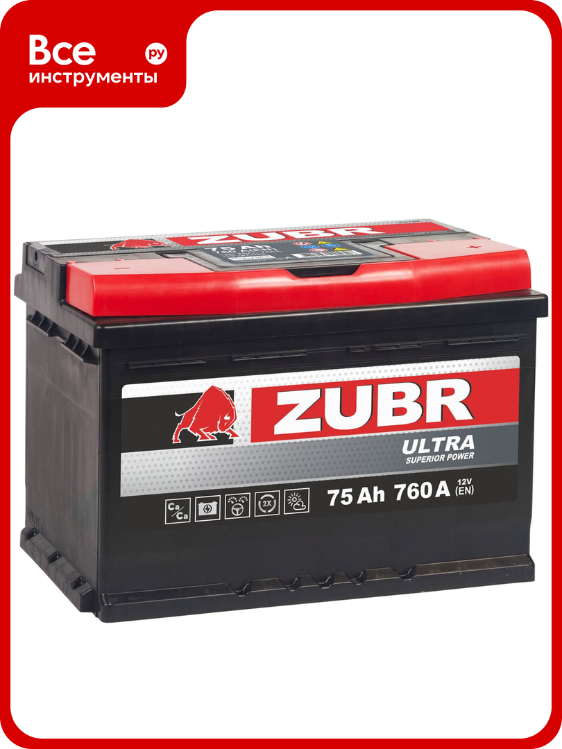 Аккумулятор ZUBR Ultra 75Ah R+ ZU750
