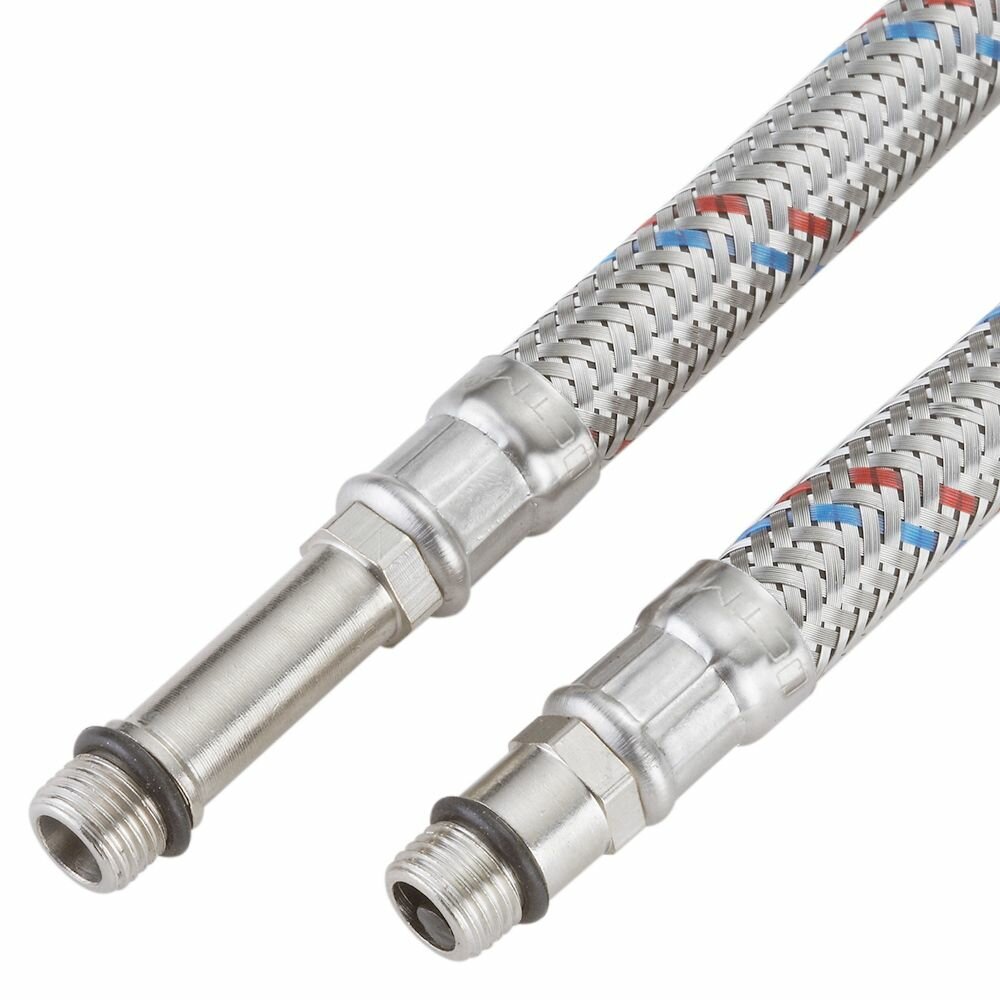 Гибкая подводка для смесителя СТМ длина 40 см (пара), резьба 1/2"xM10, нержавеющая сталь — фото 1