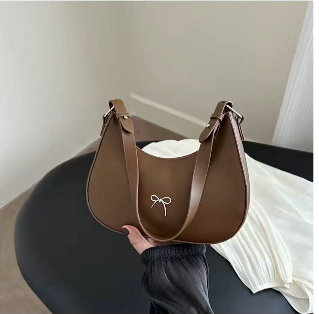Сумка  Baguette Bow Style 2025, фактура гладкая, коричневый