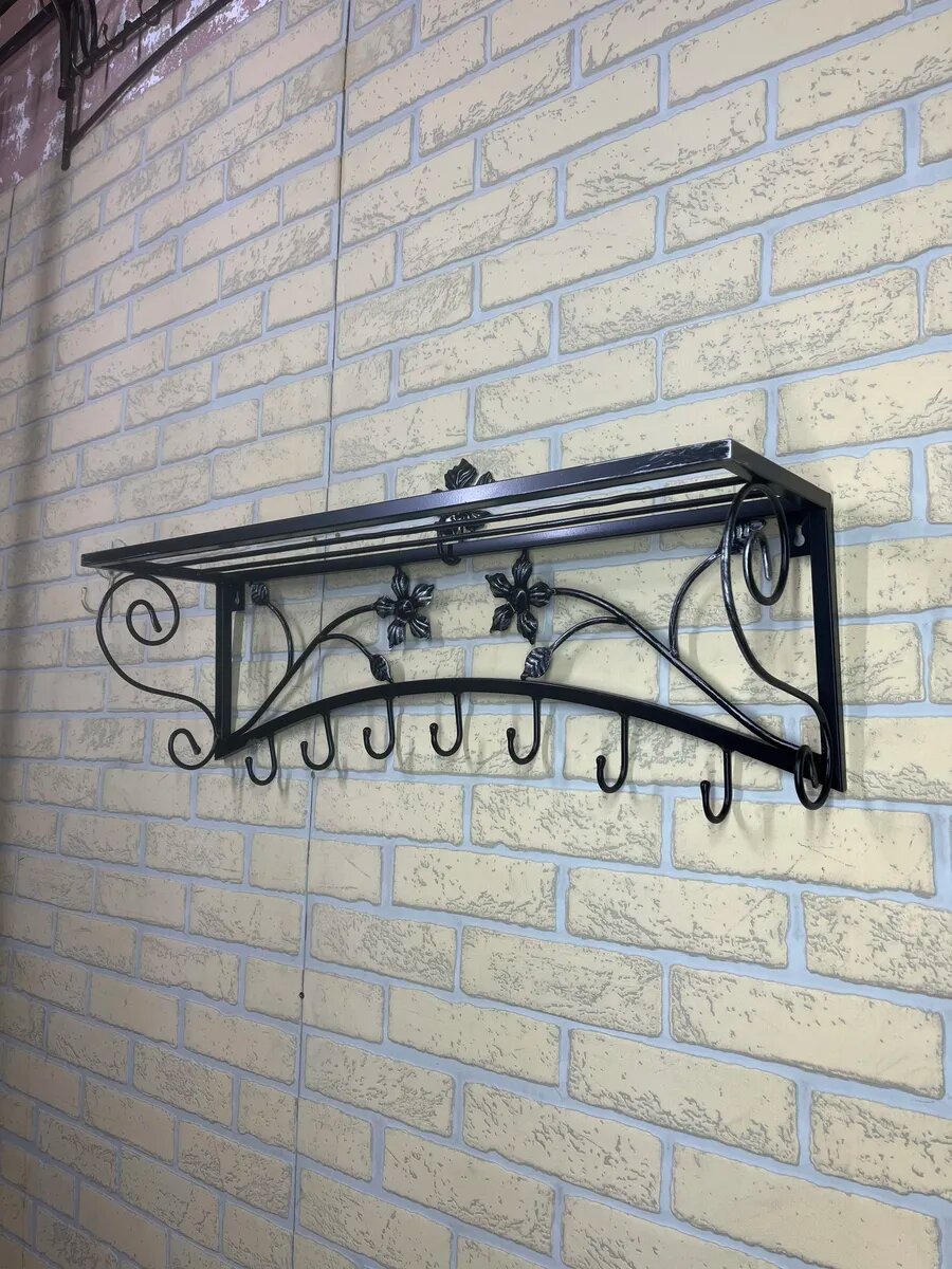 Вешалка настенная, кованая, Студия кованой мебели Нива, цвет античное серебро — фото 1