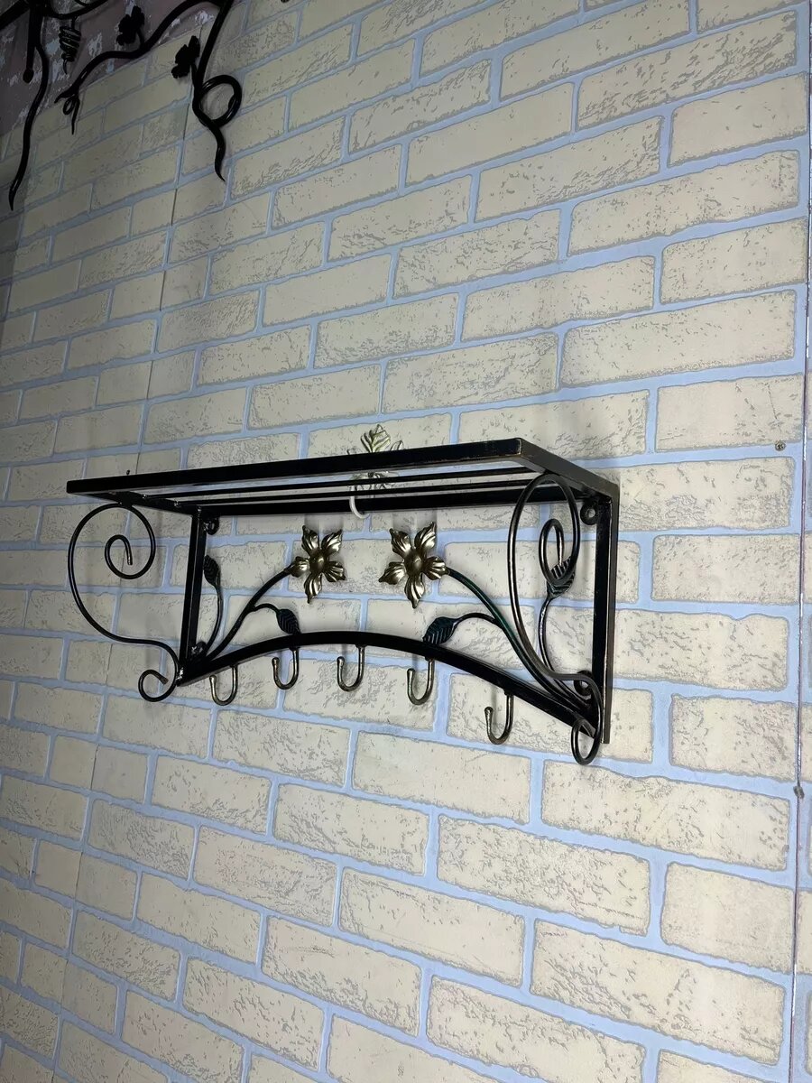 Вешалка настенная, кованая, Студия кованой мебели Нива, цвет зеленый