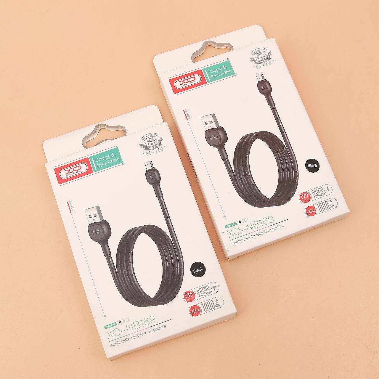 Кабель USB Micro-USB XO NB169, 1м, черный, для быстрой зарядки и передачи данных