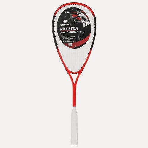 Изображение товара Ракетка для сквоша BOSHIKA, цвет красный 56 см², красный/черный