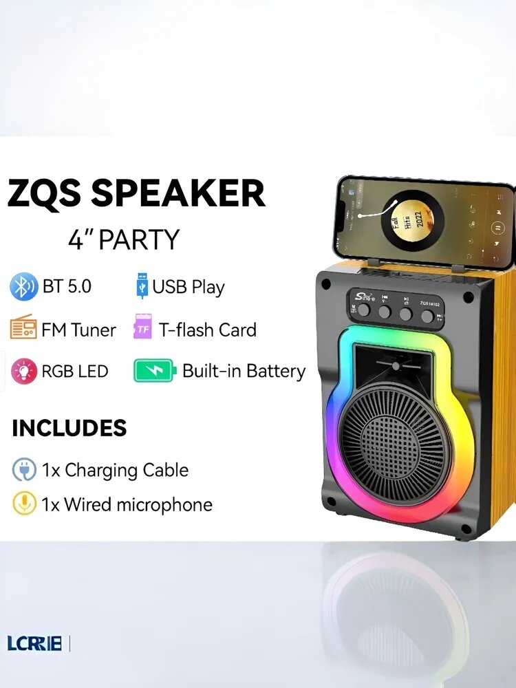 Беспроводная колонка HiFi с микрофоном караоке и подсветкой Sing-E ZQS14102 — фото 1