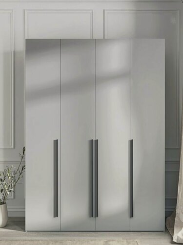 Изображение товара Casa Mia 150x50x240 см. Шкаф для одежды в спальню распашной, 4-дверный , Серый, Ручка скоба 960 мм