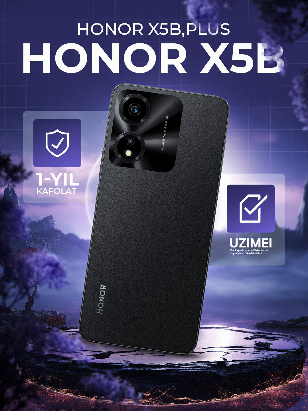 Смартфон Honor X5B, батарея 5200 мАч, Ai камера 50 Мп, 90 Hz