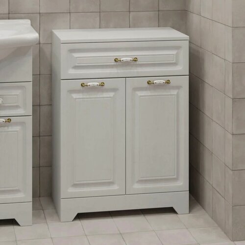 Изображение товара Тумба Stella Polar Кармела напольная, 60 см, белая, матовая, из МДФ, с выдвижными ящиками, с дверками, с доводчиками