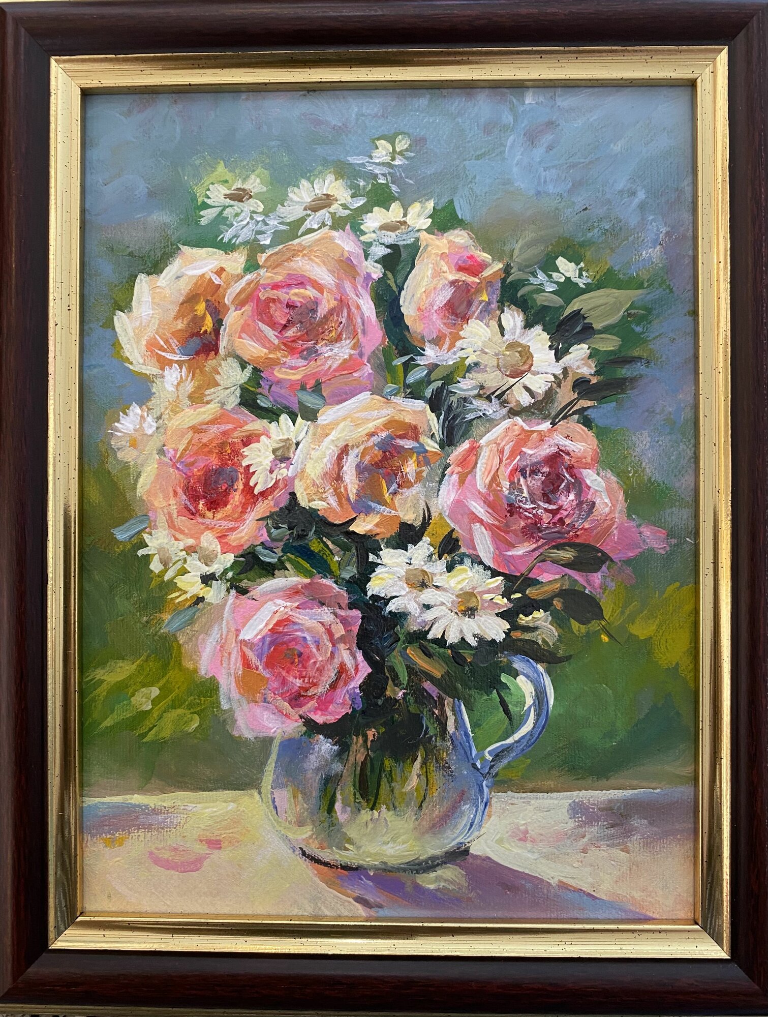 Картина маслом. Розы. 24/18. Холст/ масло. Художник Федорова Валентина.